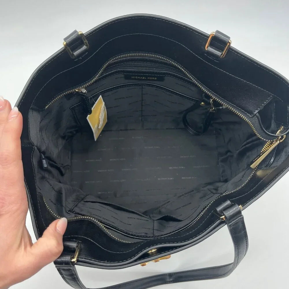 Michael Kors Black Leather Mott Tote Bag - Picture 10 of 11
